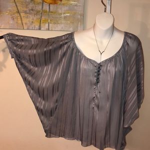Silver/grey dolman sleeve sheer top